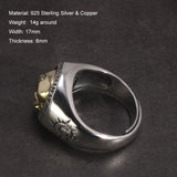 Real Pure 925 Sterling Silver Gothic Skeleton Rings for Men Hiphop Street Culture Fine Jewelry