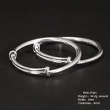 Solid 999 Sterling Silver Simple Push-pull Bracelet Women and Kids Smooth Minimalist Jewelry First Birthday Gift - GQTORCH Jewelry