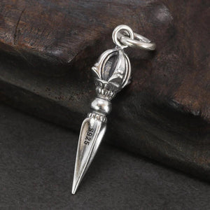 Real 925 Sterling Silver Small Vajra Pendant For Men and Women Buddhism Prayer Bouddha Jewelery - GQTORCH Jewelry