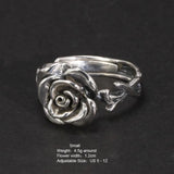 Vintage Thai Silver Cubic Rose Rings 100% Genuine 925 Sterling Silver Party Flowers Rings For Women Floral Elegant Jewelry - GQTORCH Jewelry