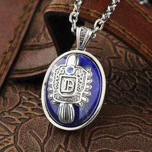 Real 925 Sterling Silver The Vampire Diaries Jewelry Damon Salvatore Stefan Pendant Natural Lapis Stone Custom Letters - GQTORCH Jewelry