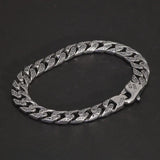 Vintage Tang Grass Pattern Necklace S925 Sterling Silver Hip Hop Punk Rock Men's Cuban Chain Necklace Bracelet Jewelry - GQTORCH Jewelry