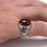 Real 925 Sterling Silver Antique Rings For Women And Men With Natural Color Onyx Stone Minimalism Cross Stripe Turkish Jewelry - GQTORCH Jewelry