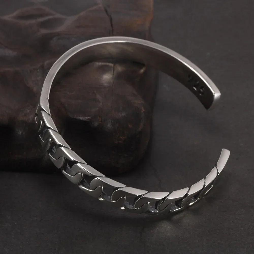 Handmade S925 Sterling Silver Bracelet Retro Hollow Weaving Twisted Glossy Bracelet Sterling Silver Jewelry for Men and Women - GQTORCH Jewelry
