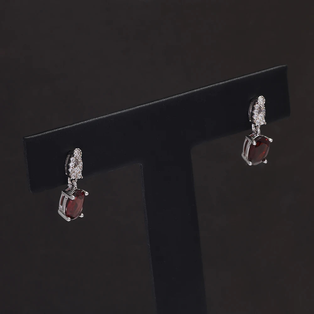 925 Sterling Silver Garnet Topaz Drop Earrings for Women Natural Gemstone Vintage Elegant Fashion Birthday Party Jewelry Gift