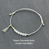 Women Elegant Bracelet Tassel Handmade Minimalist Hand String With Natural White Crystal Stone Beads 4mm Bracelets Adjustable - GQTORCH Jewelry