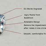 Pure 925 Sterling Silver Spinner Six Words Mantra Rings For Men And Women Rotatable Vintage Style Om Mani Padme Hum FIne Jewelry - GQTORCH Jewelry