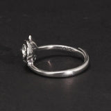 Real 925 Sterling Silver Jewelry Rose Flower Rings For Women With Black Zircon Stone Adjustable Wedding Rings For Women - GQTORCH Jewelry