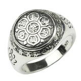 Real Solid 925 Sterling Silver Jewelry Vintage Buddha Six Words' Mantra Rings For Women And Men Bijouterie Fine - GQTORCH Jewelry