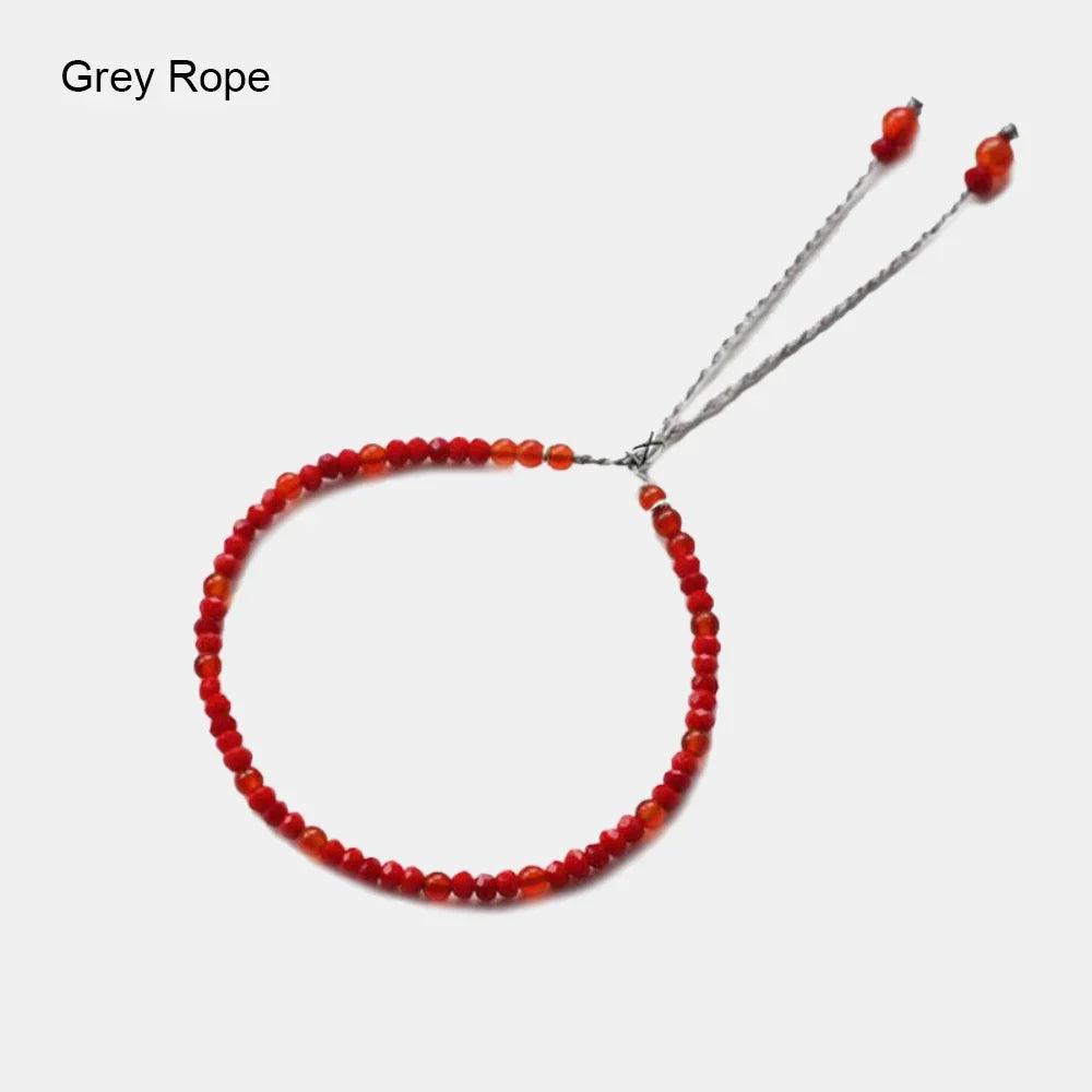 Natural Stone Handmade Strand Bracelet 3mm Red Rope Small Onyx Beads Thin Bracelets For Women 925 Silver Reiki Yoga Jewelry DIY - GQTORCH Jewelry