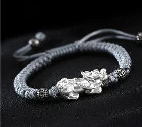 Wholesale Red String Pure Silver Jewelry 999 Pixiu 3D Sterling Silver Bracelet - GQTORCH Jewelry
