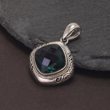 Handmade 925 Sterling Silver Women's Ethnic Jewelry Set Man-made Emerald Ring Earrings Pendant Fashion Vintage Style Jewelry