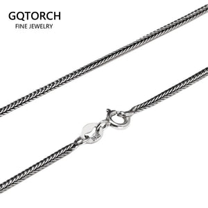 1.2mm Real 925 Sterling Silver Necklace Chain Men and Women Vintage Fox Tail Vintage Solid Thai Silver Italian Fine Jewelry - GQTORCH Jewelry