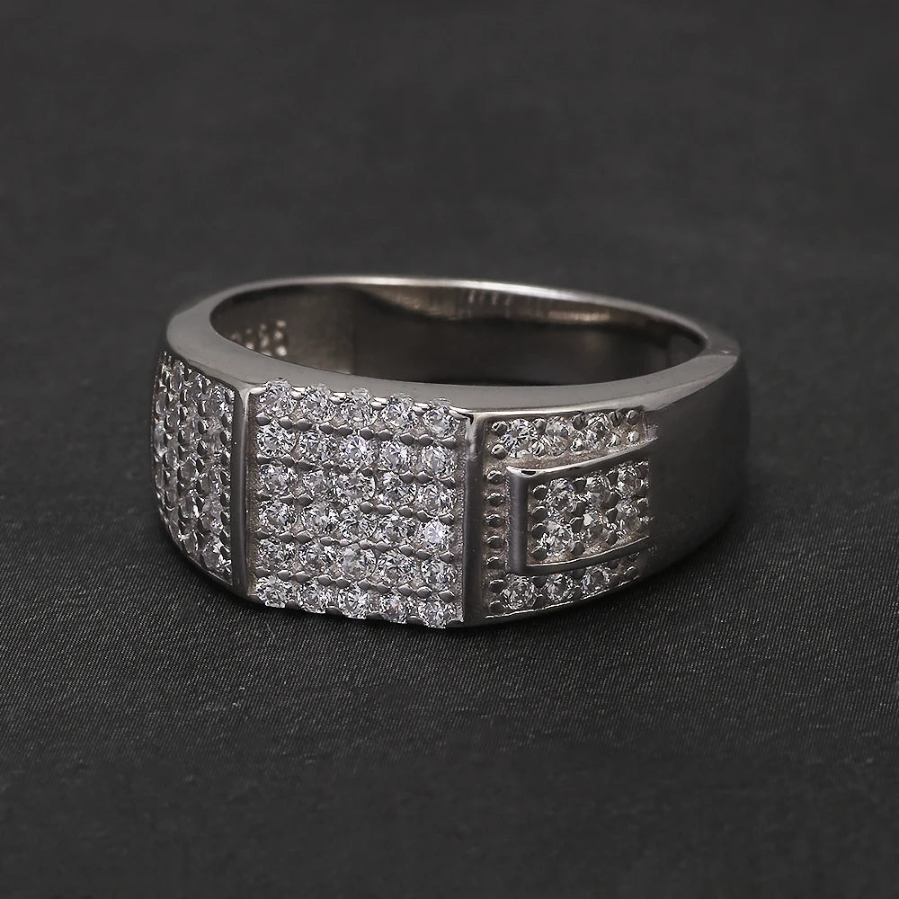100% Sterling Silver Men Wedding Band Micro Inlaid Zircon Engagement Ring Fashion Eternity Promise Ring Luxury Designer Jewelry