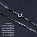 S925 Sterling Silver Twisted Necklace Chain for Men and Women Long Sweater Retro Antique Unisex Chain Original Design - GQTORCH Jewelry
