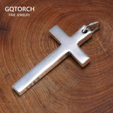 Real Solid 925 Sterling Silver Cross Pendant For Men And Women Smooth High Polishing Simple Design Jesus Christ Jewelry - GQTORCH Jewelry