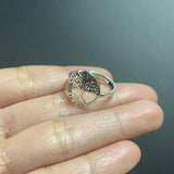 Real 925 Sterling Silver Tree of Life Ladies Ring Hollow Design Viking Jewelry Resizable US Size 5-10 - GQTORCH Jewelry