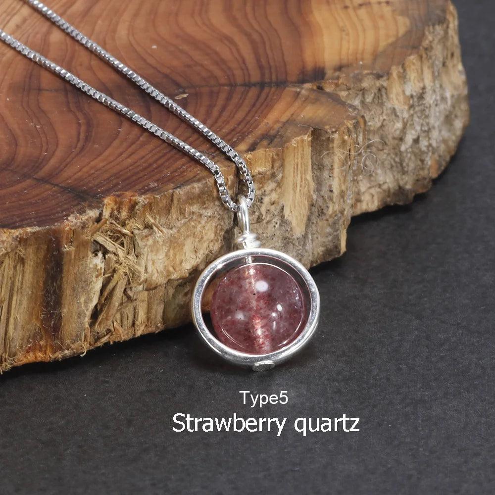 Real Pure 925 Sterling Silver Labradorite Pendant Necklace With Box Chain Simple Elegant Natural Gemstone Collier For Women - GQTORCH Jewelry