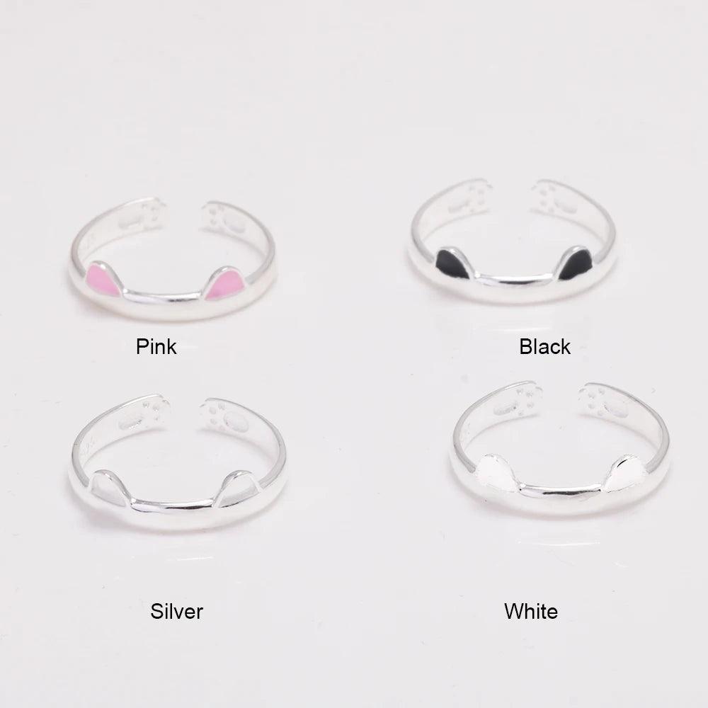 Real Pure 925 Sterling Silver Cute Cat Rings For Women Totoro Open Ring Silver Fashion Jewelry - GQTORCH Jewelry