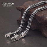 Real 925 Thai Silver Fox Tail Chain Men's and Women's Personalized Retro Punk Necklace and Bracelet Pure Silver Simple Jewelry - GQTORCH Jewelry