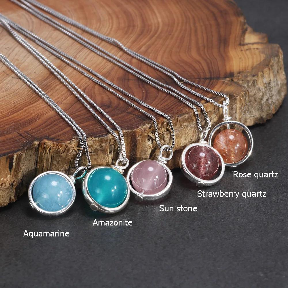 Real Pure 925 Sterling Silver Labradorite Pendant Necklace With Box Chain Simple Elegant Natural Gemstone Collier For Women - GQTORCH Jewelry