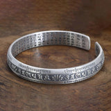 Real 999 Pure Silver Cuff Bangle Engraved Heart Sutra Six-character Mantra Retro Lovers Men's and Women's Bracelets Open Type - GQTORCH Jewelry