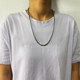 Real 925 Thai Silver Fox Tail Chain Men's and Women's Personalized Retro Punk Necklace and Bracelet Pure Silver Simple Jewelry - GQTORCH Jewelry