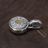 Real 925 Sterling Silver Six True Words Mantra Pendant Necklace Om Mani Padme Hum Rotatable Lucky Retro Religious Jewelry - GQTORCH Jewelry