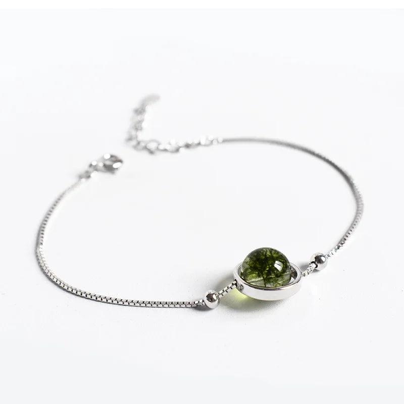 Natural Stone Ball Charm 925 Sterling Silver Box Chain Bracelets For Women Simple Minimalism Multi Color Real Crystal Bracelet - GQTORCH Jewelry