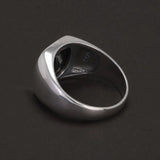 S925 Sterling Silver Black Onyx Signet Ring for Men Trendy Retro Smooth Punk Rock Party Jewelry Pinky Ring Wedding Accessories - GQTORCH Jewelry