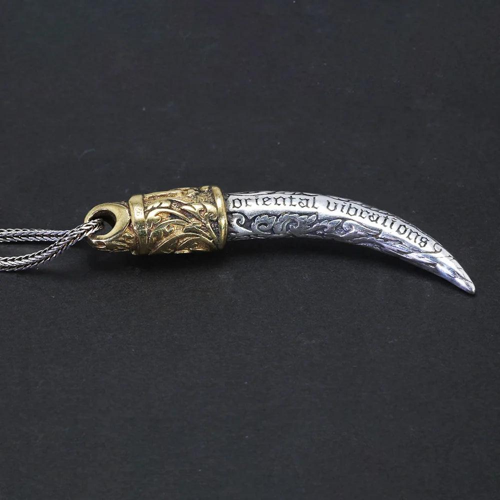 Real Pure 925 Sterling Silver Jewelry Wolf Tooth Pendant Necklace for Men Amulets and Talismans Retro Punk Viking Animal Jewelry - GQTORCH Jewelry