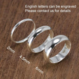 Real Pure 925 Sterling Silver Rings For Women And Men Simple Couple Ring Smooth Wedding Band For Lovers Free Name Engraved - GQTORCH Jewelry