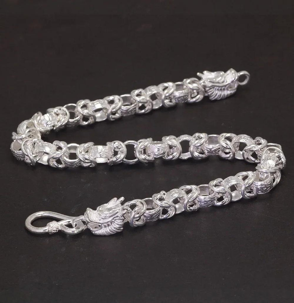 999 Bright Silver Dragon Bracelet for Men, Punk Hip Hop Rock Fashion Classic Bracelet, Jewelry Gift - GQTORCH Jewelry
