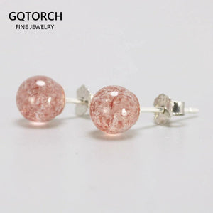 Simple Natural Strawberry Balls Earrings 925 Sterling Silver Earings Fashion Jewelry - GQTORCH Jewelry