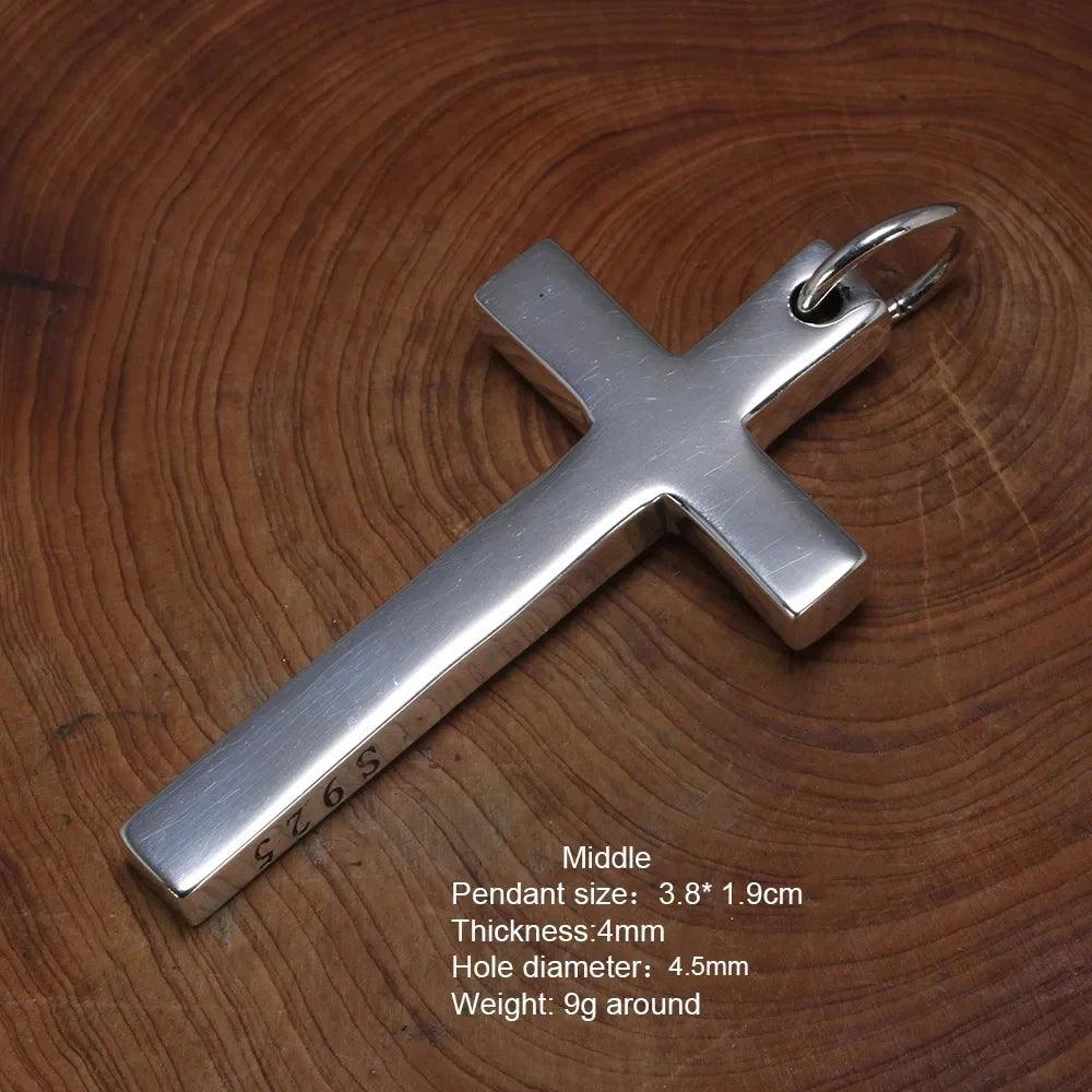 Real Solid 925 Sterling Silver Cross Pendant For Men And Women Smooth High Polishing Simple Design Jesus Christ Jewelry - GQTORCH Jewelry