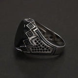 925 Sterling Silver Black Stone Onyx Signet Ring for Men Micro Inlaid Zircon Red Green Agate Ring Luxury Vintage Turkey Jewelry