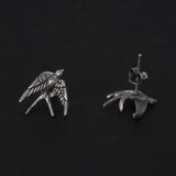 S925 Sterling Silver Vintage Men's and Women's Earrings Swallow Animal Earrings Punk Thai Silver Animal Jewelry - GQTORCH Jewelry