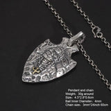 S925 Pure Silver Vintage Indian Eagle Shield Tribal Legend Old Chief Men Pendant Domineering Personality - GQTORCH Jewelry