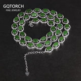 Genuine Sterling Silver 925 Jewelry Natural Green Jade Tennis Chain Necklaces For Women Ethnic Gemstones Jewelry - GQTORCH Jewelry