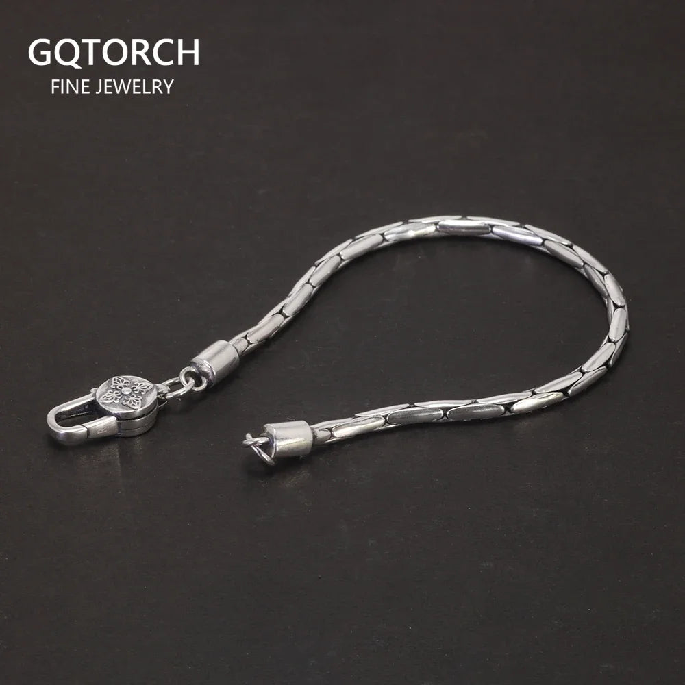 Sterling Silver 925 Jewelry Bamboo Chain Bracelet Sweater Necklace Vintage Fine Jewllery