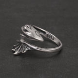 S925 Silver Gothic Pterodactyl Wing Open Ring for Women Men Dragon Punk Retro Rings Adjustable Trendy Jewelry Party  Accessories
