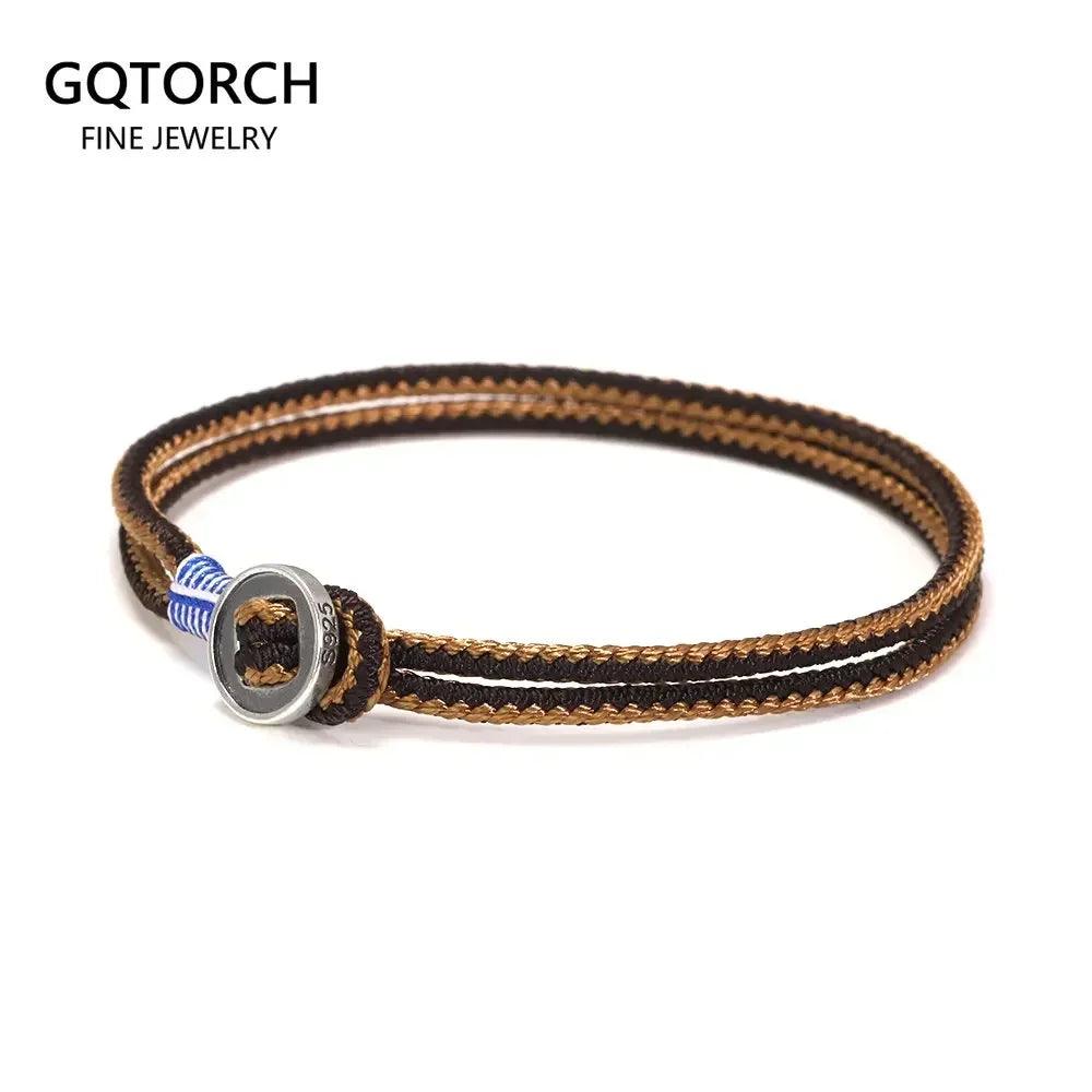New Arrival Handwoven 925 Sterling Silver Button Bracelet for Men Fashion Classic Hip Hop Rock Bracelet Jewelry - GQTORCH Jewelry
