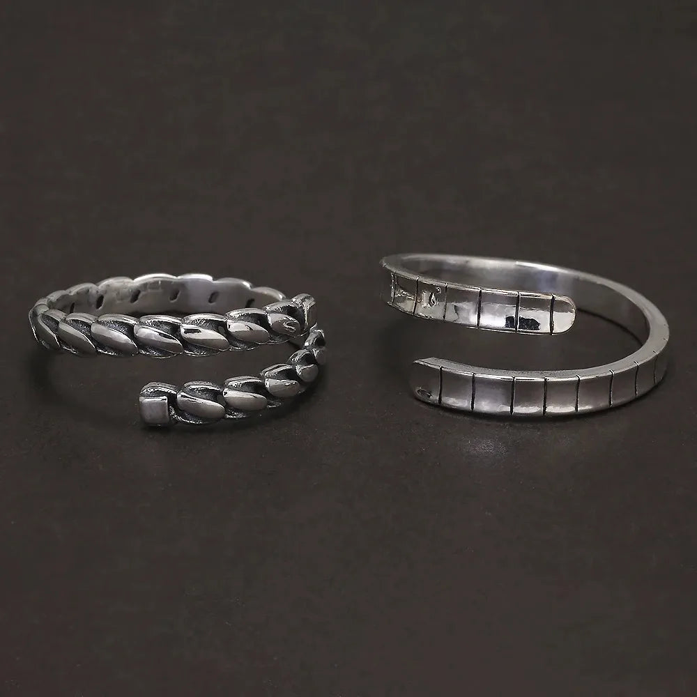 925 Sterling Silver Twisted Open Ring for Women Men Adjustable Geometric Simple Fashion Retro Party Jewelry Accessories