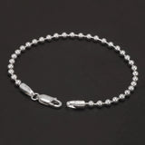Real 925 Sterling Silver Handmade 3mm Bead Ball Strand Chain Bracelet Unisex Simple Classic Fashion Charm Hand Jewelry