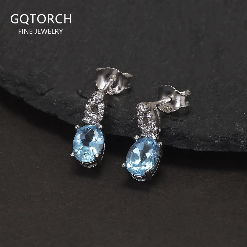 925 Sterling Silver Garnet Topaz Drop Earrings for Women Natural Gemstone Vintage Elegant Fashion Birthday Party Jewelry Gift