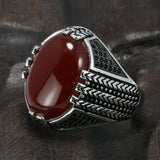 Real Pure 925 Sterling Silver Rings With Black Onyx Stone Big Turkish Rings For Men Retro Vintage Turkey Jewelry Anelli Uomo - GQTORCH Jewelry