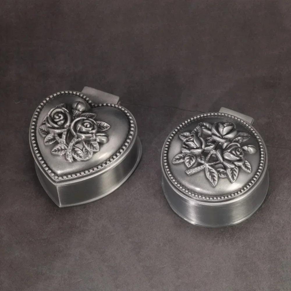 Vintage Alloy Jewelry Box Casket and Heart Shaped 9*7*4.5cm 6*6*3cm For Rings Pendants Necklace Gift Boxes - GQTORCH Jewelry