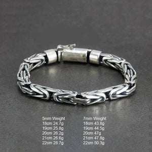 Sterling Silver 925 Viking Bracelet for Men Handmade Peace Pattern Thick Safe Toggle Buckle Hand-woven Chain - GQTORCH Jewelry