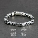 Sterling Silver 925 Viking Bracelet for Men Handmade Peace Pattern Thick Safe Toggle Buckle Hand-woven Chain - GQTORCH Jewelry