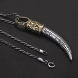 Real S925 Silver Vintage Wolf Tooth Pendant Necklace for Men Punk Rock Hiphop Fashion Animal Amulet Jewelry